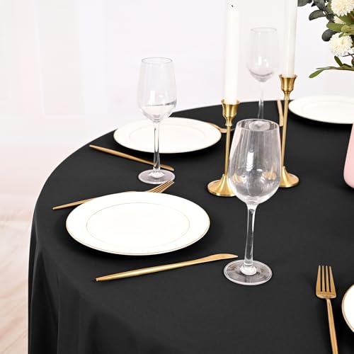 2 Pack Black Round Brushed Tablecloth 90 Inches (229cm) Wrinkle-Resistant Fabric Table Cover for Dining Room Party Wedding Home Table Decoration and Protection - Image 6