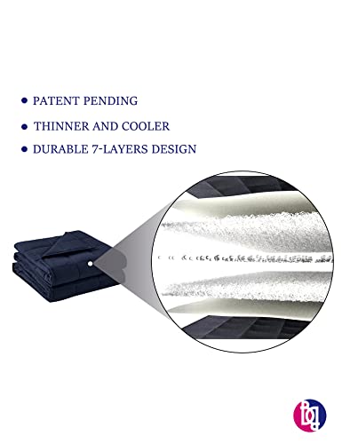 Image of BB BLINBLIN Soft and Comfortable Material and Glass Beads Premium Cooling Weighted Heavy , Calm and Sleep Breathable Blanket for Adult (Navy Blue, 48''x72'' 15lbs, 140lb)