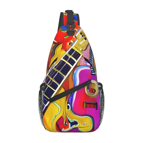 HUIopq - Bolso cruzado cruzado con estampado de guitarras y acústicas de color para hombres y mujeres,...