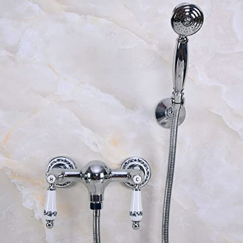 Pomme de douche à main design rétro pour salle de bains familiale en laiton brillant Mna287