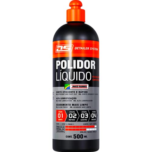 Kit Polimento Automotivo Completo Polidor Liquido Corte Refino e Lustro e Brilho Final Maxi 500ml