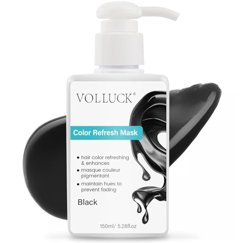 VOLLUCK Color Depositing Conditioner 3-in-1 Cruelty-free Color Depositing Hair Mask for Enhances Shine & Softness Non-foaming for All Hair Types (Black 5.28 Fl oz)