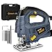 Price comparison product image Jigsaw, Ginour Electric Jigsaw 800W 3000SPM, 7 Variable Speed, 6 Blades, Laser Guide, 4 Position Orbital Action, Cutting Angle -45°to 45°, Carrying Case, Jigsaw Tool for Wood Metel Cutting