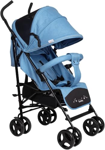 Tataway Passeggino Leggero Compatto Jeans, Portata fino a 22Kg, Passeggino Chiusura Compatta a Ombrello, Peso 7,5Kg, Retina Sole, Freno Sicurezza