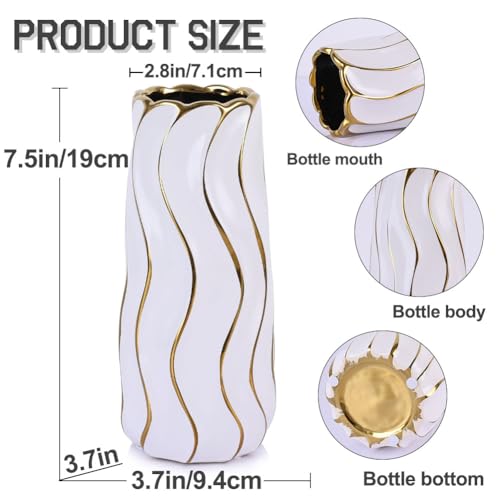 Jarrón de cerámica blanca de 19 cm estilo boho para pampas 3