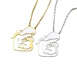 LXGGUC 2025 Vintage Madre mamá Colgantes Collar Unisex Embarazada corazón Color Oro Cadena de Acero Inoxidable Regalo para Mujeres joyería Accesorios de Moda Regalo Creativo