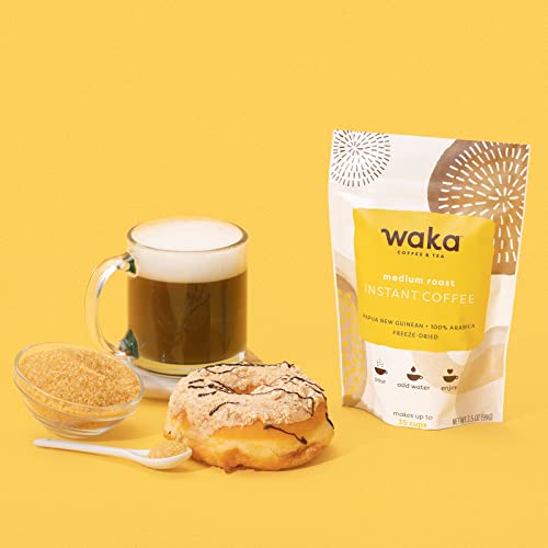 Waka Premium Instant Coffee — Medium-Strong Roast — 100% Arabica Freeze Dried Coffee — Resealable 3.5 Oz Bulk Bag For 35 Servings Of Easy Iced Coffee Or Hot Coffee #TOP2