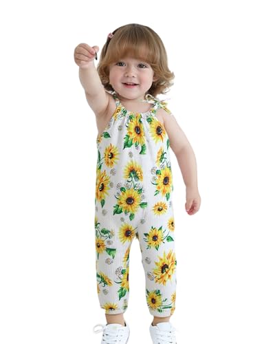 Image of SUNNY PIGGY Baby Girl Clothes Infant Sleeveless Jumpsuit One Piece Romper Newborn Overalls Outfits
