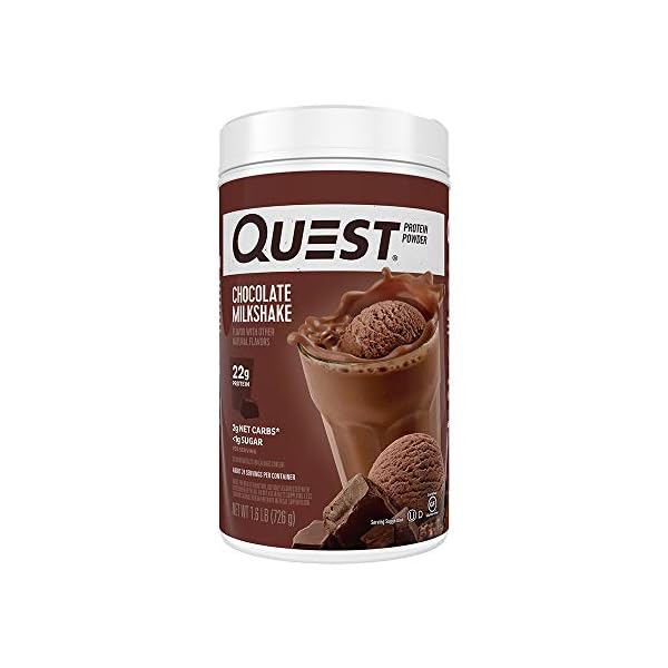 Nutrition-Chocolate-Milkshake-Protein-Powder-High-Protein-Low-Carb-Gluten-Free-Soy-Free-16-lbs-Pack-of-1 Quest Nutrition Chocolate Milkshake Protein Powder, 22g Protein, 2g Net Carbs, 1g Sugar, Low Carb, Gluten Free, 1.6 Pound, 24 Servings