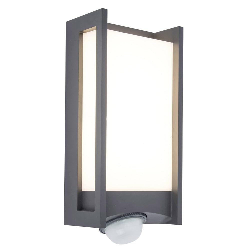 Britalia Br5193002118 Led Anthracite Outdoor Modern Rectangular Flush Wall Light With Pir800 Lumen 3000K Warm WhiteIp54 from B&Q