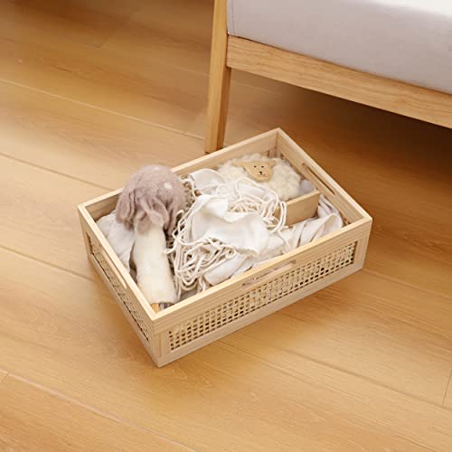 YRMT-Wooden-Baskets-Shallow-Wood-Storage-Basket-Crate-with-Handles-Decorative-Storage-Bins-Organizer-Rustic-Farmhouse-Countertop-Basket-for-ShelvesPantryKitchen YRMT Wooden Baskets Shallow Wood Storage Basket Crate with Handles Decorative Storage Bins Organizer Rustic Farmhouse Countertop Basket for ShelvesPantryKitchen