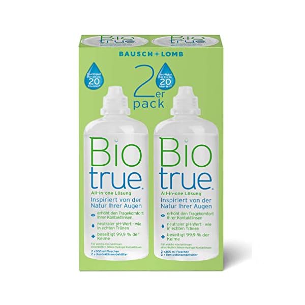 Bausch + Lomb Biotrue Kontaktlinsen-Pflegemittel Kombilösung weiche Kontaktlinsen, 2 x 300 ml