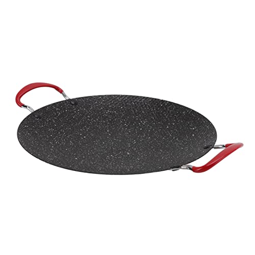 Riuulity Parrilla Coreana para Barbacoa, Hierro y Material de Piedra para Panqueques, Carne Frita, Fiestas de Barbacoa Al Aire Libre (38cm)