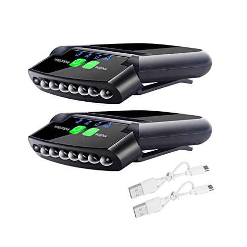 Xiaokeis 2 Pcs LED Hat Lights Clip On, Cap Light with USB Cable, Rechargeable Cap Lights Clip On Hat, Water Proof Hat Light Flash-Light Headlamp for Hunts Fishing Hiking (Black)