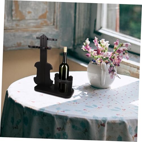 Soporte para botellas de vino en forma de violín de madera miniatura 6