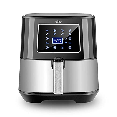 Bear Friggitrice ad Aria con 7 Programmi, 5,5L XXL Friggitrice Senza Olio, Display Digitale, Tempo Temperatura Regolabili, senza BPA PFOA Air Fryer, con Una Griglia Per Spiedini e 4 Spiedi, 1700W