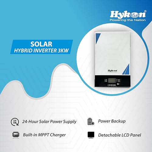 Image of Hykon Infini Solar Hybrid Inverter - 5 kW, Pure Sine Wave, On-Grid + Off-Grid Power Backup for Home & Commercial Use
