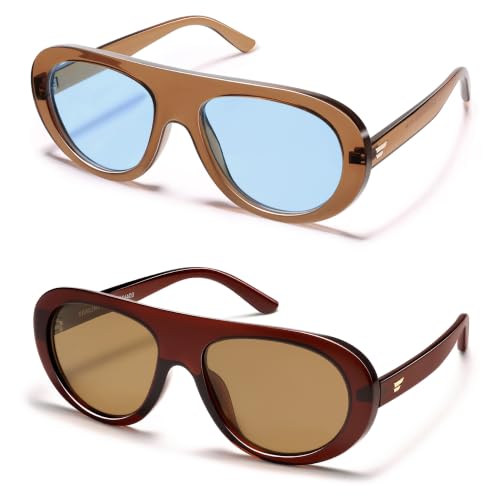 Image of VANLINKER Oversized Retro Aviator Sunglasses for Women Men Chic 70s Vintage Style Trendy 2026 Chunky Sun Glasses VL9865