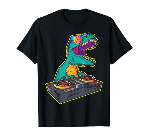 T Rex DJ Party Club Disk Jockey Gift Shirt EDM Dance Club T-Shirt