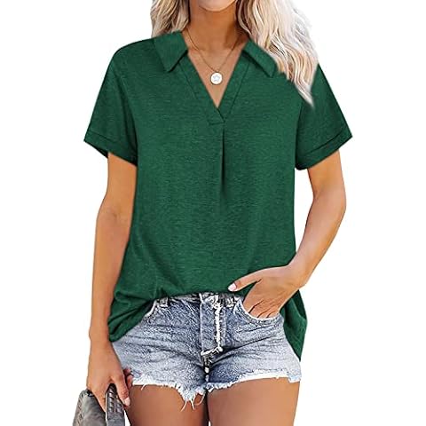 QVESELU Damen-Poloshirt mit V-Ausschnitt Cover