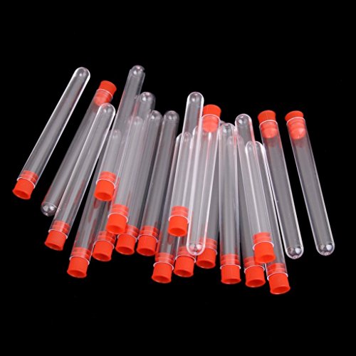 Bipee 12X100Mm Clear Plastic Test Tube With Red Cap, Pack Of 20Pcs #TOP1