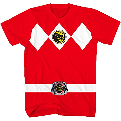 Power Rangers Mighty Morphin Red Boys Youth Armor Costume T-Shirt (SM, Red)