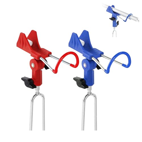 Lot de 2 supports de canne à pêche en acier inoxydable - Réglable à 360 ° - Avec tapis lumineux antidérapant - Accessoire de pêche pour la pêche