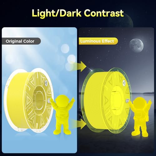 Image of Creality 3D Luminous PLA Printer Filament, Halloween Decor, Glow in The Dark Filament, Best with UV Lamps, 1.75mm, Fit Most FDM 3D Printers, 1kg Spool(2.2lbs), Yellow