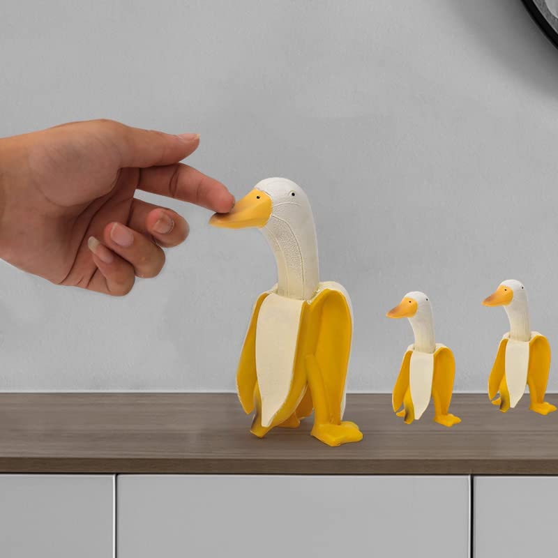 CURTEK 4 Pcs Banana Duck Garden Decor Statues Personalized Duck Sculpture Ornaments Creative Resin Banana Duck Garden Art,for Home Garden Lawn Patio Office Outdoor Decor (Yellow) (XJNGBL4YZ) - Image 4
