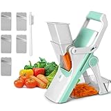 Mandolina tritaverdure professionale e affettatrice per una facile preparazione dei pasti, tritura/affetta frutta, carne e verdura, include 5 lame in acciaio inox, strumento essenziale per la cucina