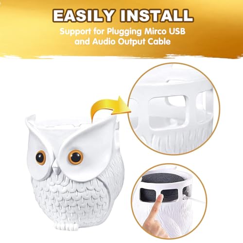 Soporte para altavoz inteligente de búho que oculta cables de Echo Dot y Google Mini 3