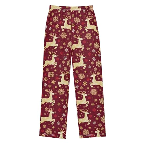 Christmas Pajama Pants Snowflake Deer Pattern Long Sleep Pants Lounge Bottoms