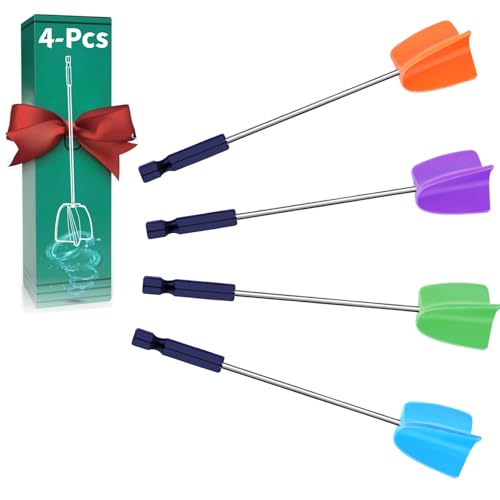 Resin Mixer Epoxy Mixer Paddles - 4 Reusable Reusable Paint and Resin Mixer Paddle to Mix Epoxy Resin, Paint, Ceramic Glaze and Reduce Bubbles - Paint Mixer for Drill (4X-Small)