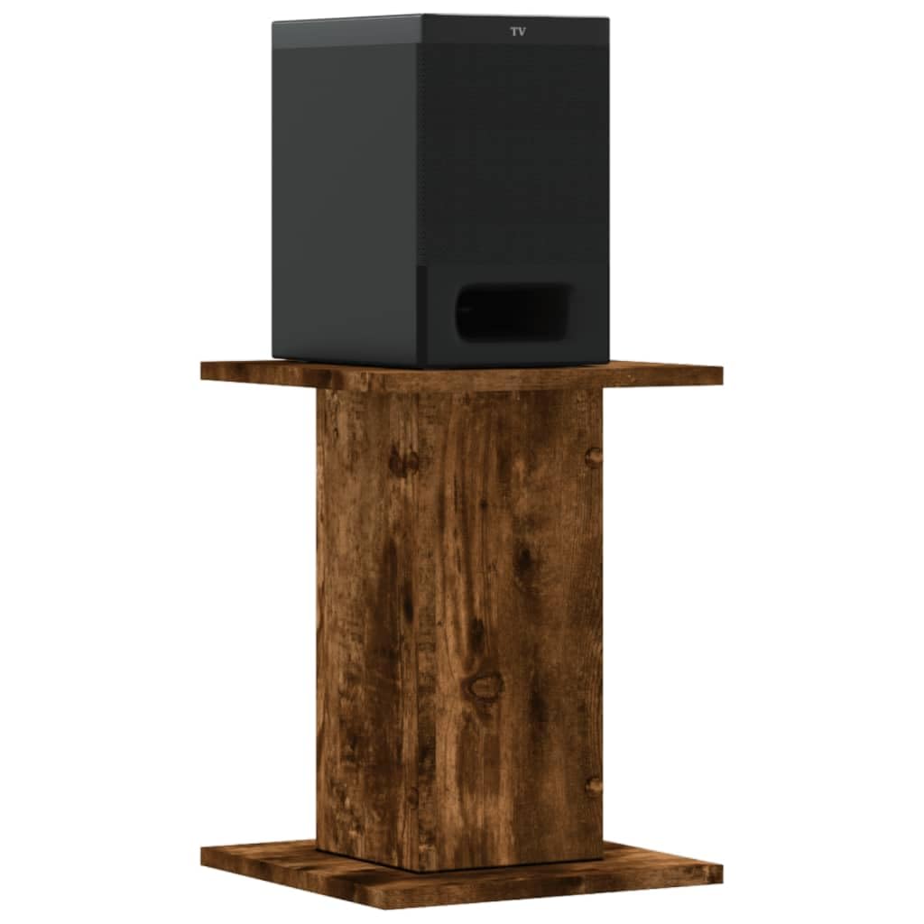 Lot de 2 Support d'enceinte, Support de Haut-Parleur Pieds d'enceinte Supports pour Enceinte 2 pcs chêne fumé Bois d'ingénierie