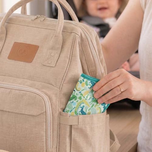 CIVARUA KIDS 3-Pack Waterproof Baby Bibs for Eating - Mess Proof Lightweight Toddler Feeding Bibs with Large Food Catcher, Food-Grade Baby Eating Essentials, Easy to Put On & Clean(Green Animals) — view 6