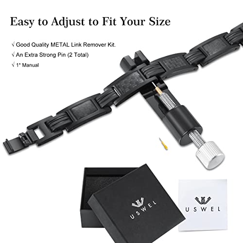 Uswel Ultra Strength Magnetic Bracelet - Magnetic Bracelets For Men, Mens Carbon Fiber Titanium Bracelet Size Adjusting Tool And Gift Box Included (8.5Inch) #TOP7