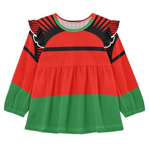 GuoChe T-shirts à manches longues pour bébé fille T-shirt doux décontracté col rond 18M-5T, Drapeau national du Malawi, 3 ans