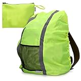 Navaris Regenschutz Rucksack Schulranzen Regenhülle - 65x75 cm Schutzhülle für Ranzen reflektierend wasserdicht - Regenschutzhülle in Neon Gelb