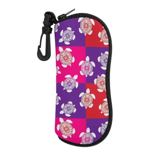 HEBVASS Fashion Slim Eyewear Organizer Tribal Sea Turtle, Zippered Protective Case for Sunglasses & Reading Glasses, Portable Design for Daily Use