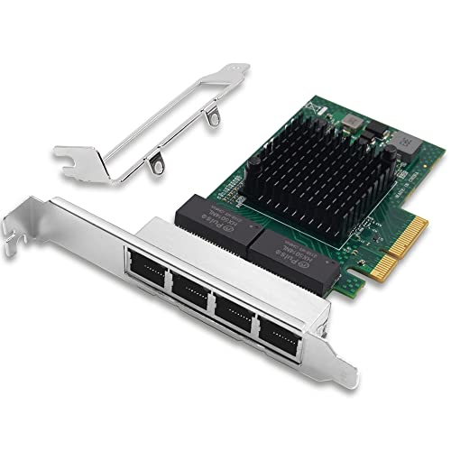 XZSNET 10/100/1000Mbps Gigabit Ethernet Network Card with BCM5719 Chip, 1Gb PCIe NetXtreme BCM5719 Quad-Port Ethernet NIC, Quad RJ45 Copper Ports Ethernet Adapter, PCI Express X4