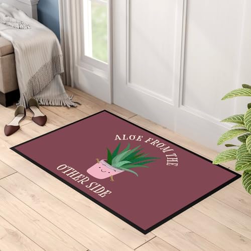Paillasson rouge plantes Aloe Vera 75x50 cm, le tapis d'accueil chaleureux pour passionnés