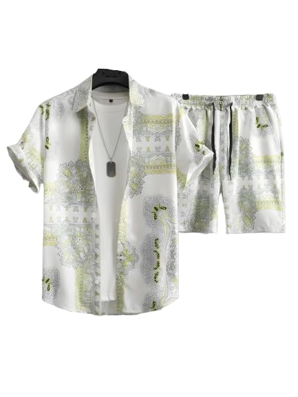 Men’s Printed Co-Ord Set | Plus Size Casual Shirt & Shorts Set | Nightwear Pajama Suit, Loungewear, Beachwear & Vacation Outfit Design No ME_MENTOSE-picture-23