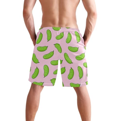 Eionryn Men's Swim Trunks Cute Cucumber Pickle Beach Shorts Quick Dry Swim Board shorts Bathing Suits S4