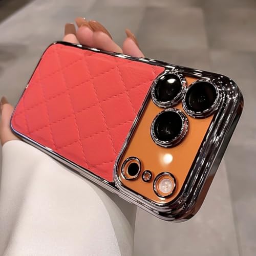 Étui en cuir pour iPhone 16 souple antichoc avec losanges