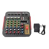 SUNGOOYUE Mixing Console, 4 Channel Digital Audio Mixer with USB Input and 3 Band EQ, Metal Construction for Studio Recording and Live Streaming
