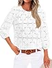 Sampeel Blusas para Mujer Casual Elegante Mangas 3/4, Encaje, Primavera Verano, Ropa de Playa 3