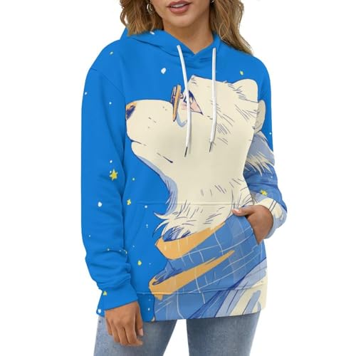 Sweat à capuche graphique chien blanc imprimé manches longues S - 2