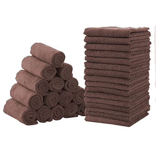 Image of CORAL DOCK Baby Washcloths, Newborn Essentials Super Absorbent Baby Wipes, Gentle on Sensitive Skin for New Born Face, Baby Registry as Shower for Girls and Boys, Wood Brown, 9x9 Inch (Pack of 32)