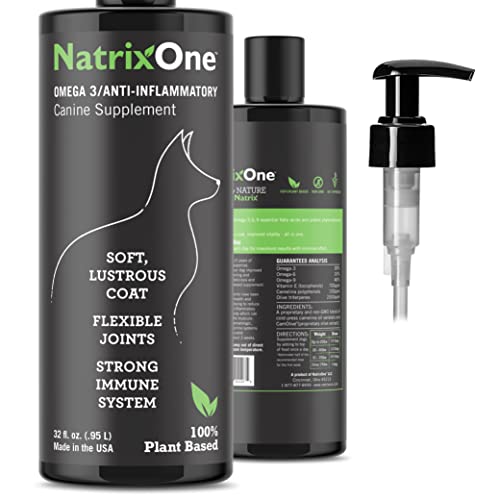 100% Pure Camelina Oil for Dogs, 32 oz - Dog Skin and Coat Supplement All-Natural Supplements, Support Hearts, Joints, Coats, Skin and Anti-inflammatory, Protective Care - Omega 3 by NatrixOne