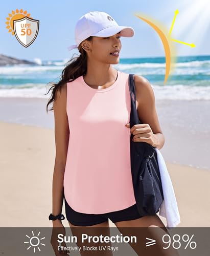 Image of PINSPARK Workout Tank Tops Woman Ice Silk UPF 50+ Athletic Yoga Shirts
